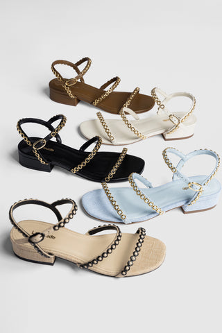 Milanina Flat Sandal In Black Leather