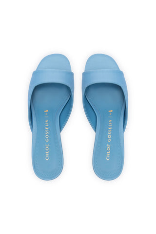 Chloe Gosselin by Larroudé Anah Mule In Blue Satin
