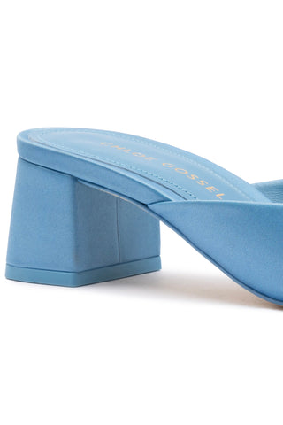 Chloe Gosselin by Larroudé Anah Mule In Blue Satin