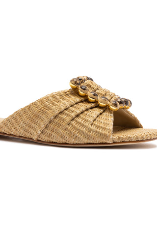 Chloe Gosselin by Larroudé Nova Flat In Natural Raffia