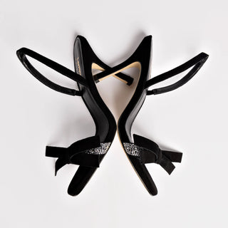 Larroudé x Markarian Sandal In Black Suede and Crystals