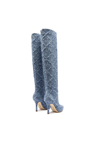 Kate Slouch Boot In Fringe Stellar Denim