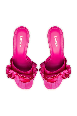 Colette Ruffle Sandal In Magenta Fabric