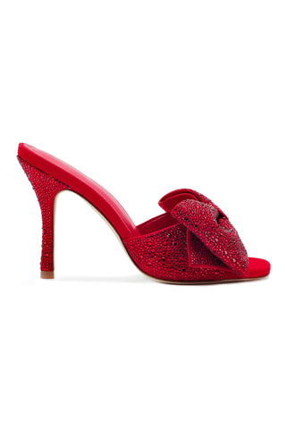 Elle Mule Crystal In Scarlet Suede