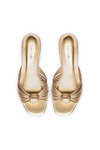 Valerie Mule In Gold Metallic Leather