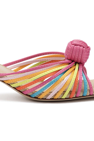 Valerie Mule In Multicolor Satin and Raffia