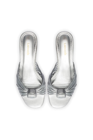 Valerie Mule In Silver Metallic Leather