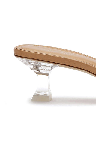 Vivi Lucite Mule In Tan Leather and Vinyl