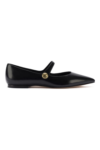Caroline Flat In Black Leather