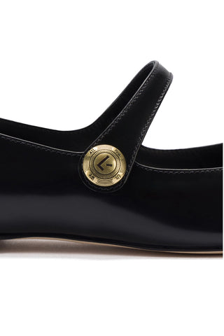 Caroline Flat In Black Leather