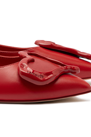 Lee Amore Flat In Scarlet Leather