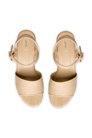 Miso Platform Strap Sandal In Beige Raffia