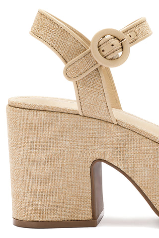 Miso Platform Strap Sandal In Beige Raffia