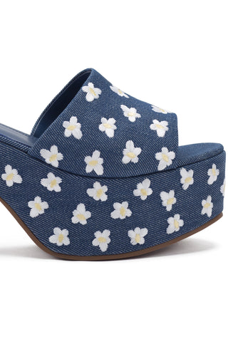 Miso Platform Sandal In Blue Denim