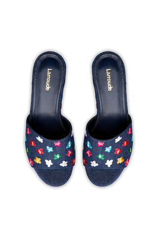 Miso Platform Sandal In Deep Blue Denim