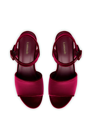 Miso Platform Strap Sandal In Wine Velvet