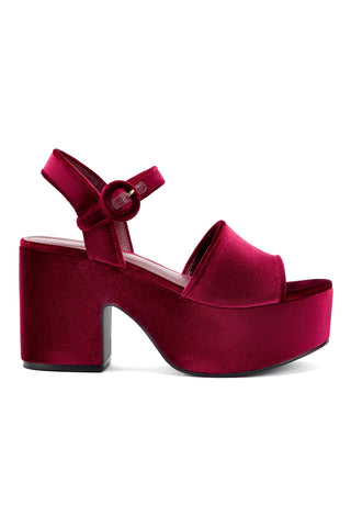 Miso Platform Strap Sandal In Wine Velvet