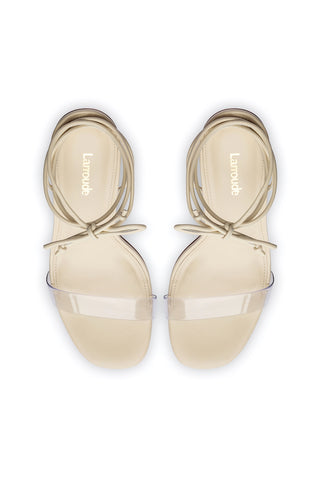 Gloria Sandal In Ivory Leather and Vinyl