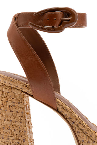 Dolly Verona Sandal In Caramel Leather and Natural Raffia