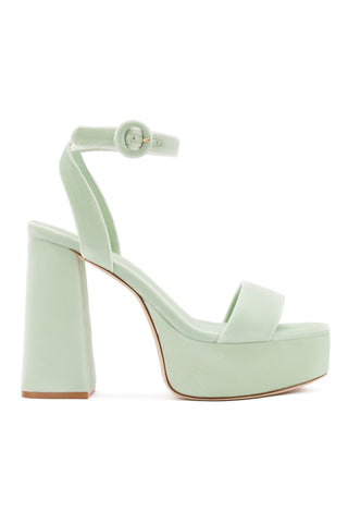 Dolly Sandal In Mint Green Velvet