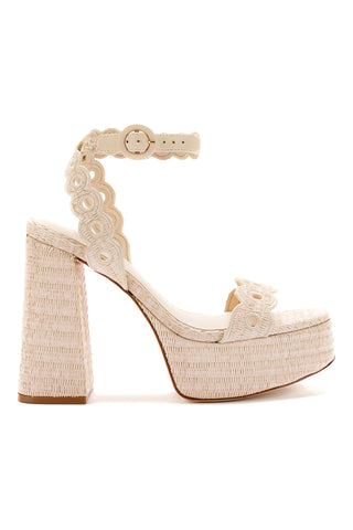 Dolly Broderie Sandal In Natural Raffia