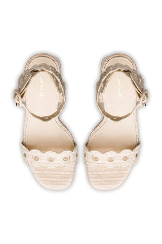 Dolly Broderie Sandal In Natural Raffia