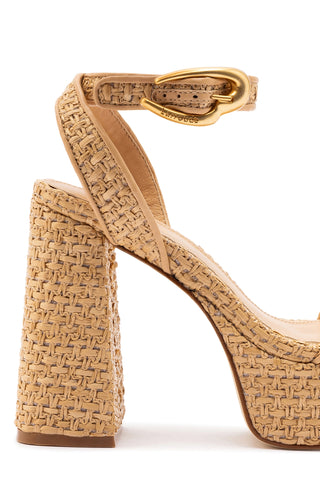 Dolly Verona Sandal In Beige Leather and Natural Raffia