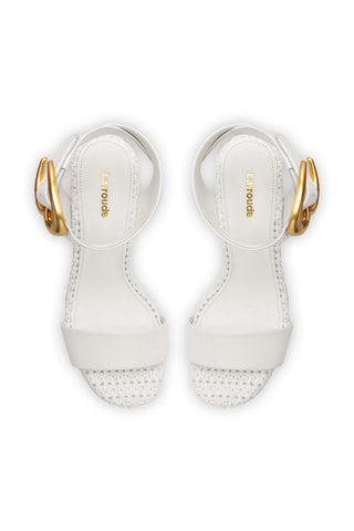 Dolly Verona Sandal In White Leather and White Raffia