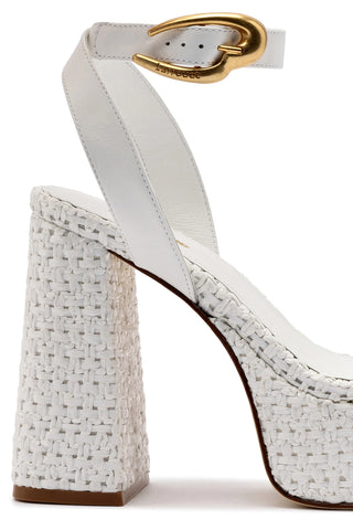 Dolly Verona Sandal In White Leather and White Raffia