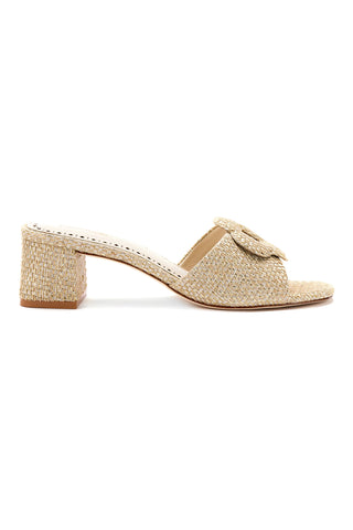 Flora Mule In Gold Metallic Raffia