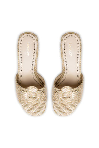 Flora Mule In Gold Metallic Raffia