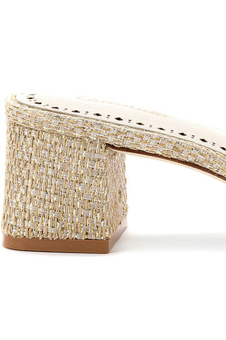 Flora Mule In Gold Metallic Raffia