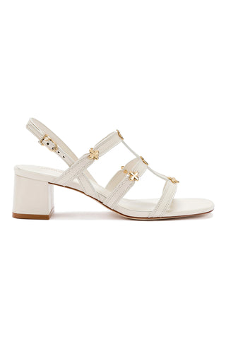 Harmony Block Sandal In Ivory Leather