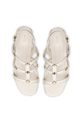 Harmony Block Sandal In Ivory Leather