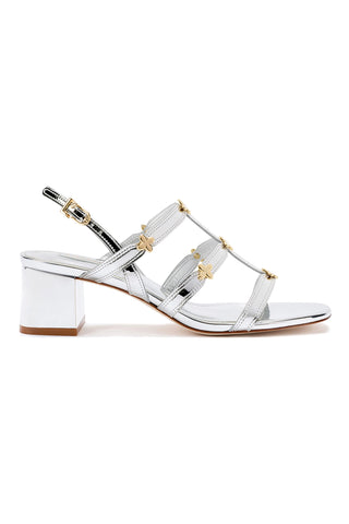 Harmony Block Sandal In Silver Specchio