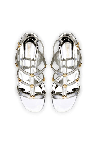 Harmony Block Sandal In Silver Specchio