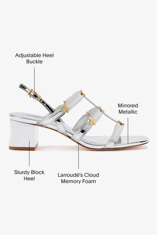 Harmony Block Sandal In Silver Specchio