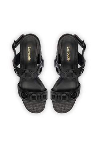 Milan Sandal In Black Wave Raffia