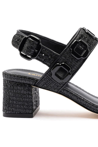 Milan Sandal In Black Wave Raffia