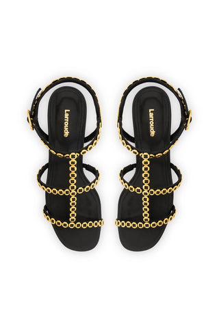 Milanina Block Sandal In Black Leather