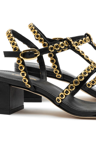 Milanina Block Sandal In Black Leather