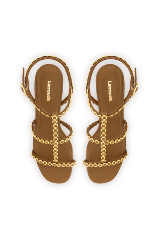 Milanina Block Sandal In Russet Leather