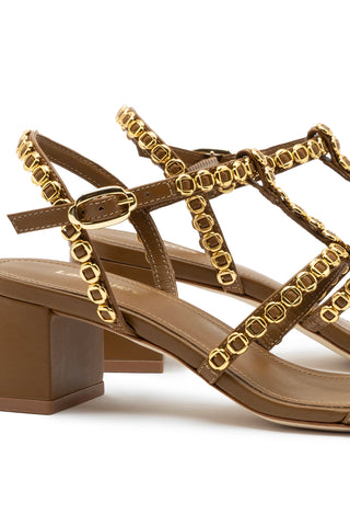 Milanina Block Sandal In Russet Leather