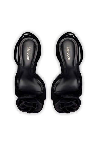 Salma Sandal In Black Suede and Satin