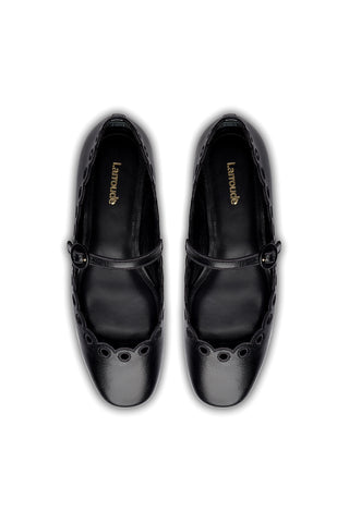 Blair Broderie Ballet Flat In Black Leather