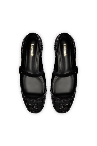 Blair Ballet Flat In Black Sequins