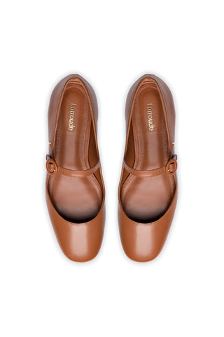 Blair Ballet Flat In Caramel Leather