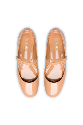 Blair Ballet Flat In Tan Patent Leather