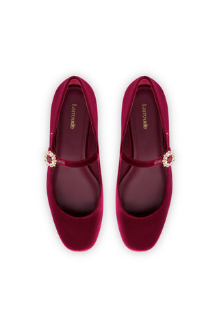 Blair Ballet Flat In Wine Velvet
