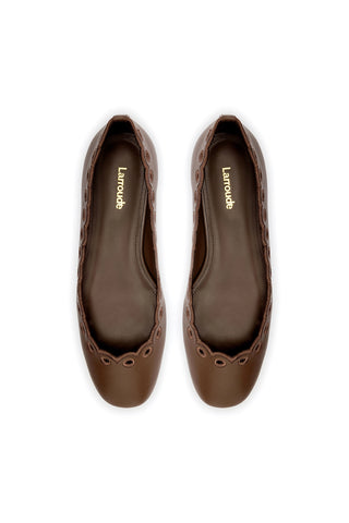 Meghan Broderie In Burnt Umber Leather